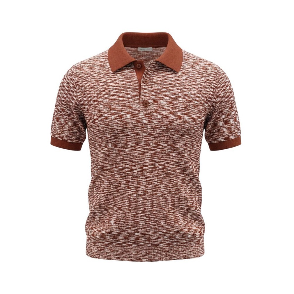 VTG 70s 80s Cranbrook Knit Polo Shirt Mens L Orange Brown White Retro